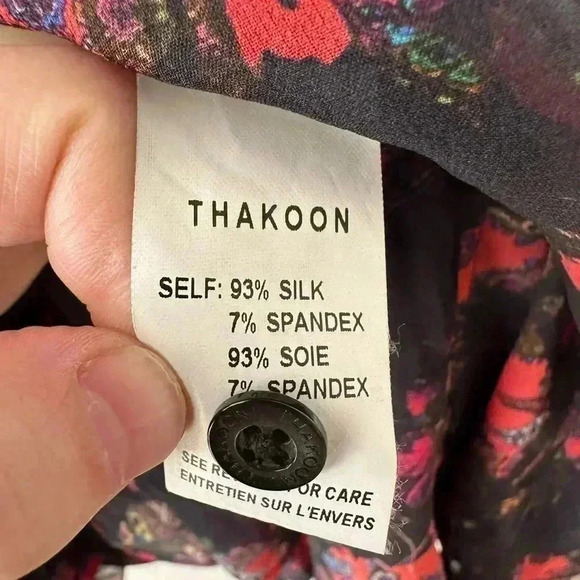 Thakoon Pink Black Floral Silk Ruffle Sheer Midi Dress Size 2 - Picture 7 of 7